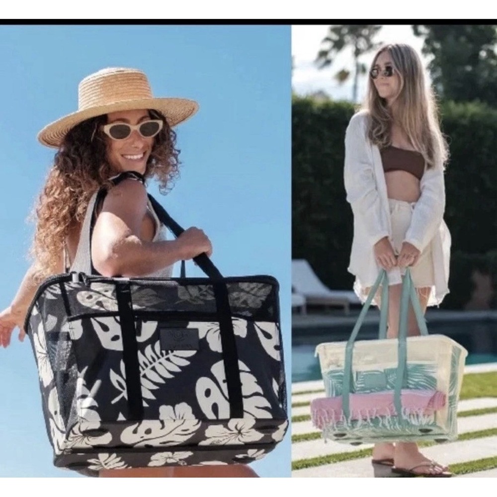 Aloha Collection NWT CleverMade Collapsible Beach Totes Costco Set of 2 Hawaii - Picture 2 of 10